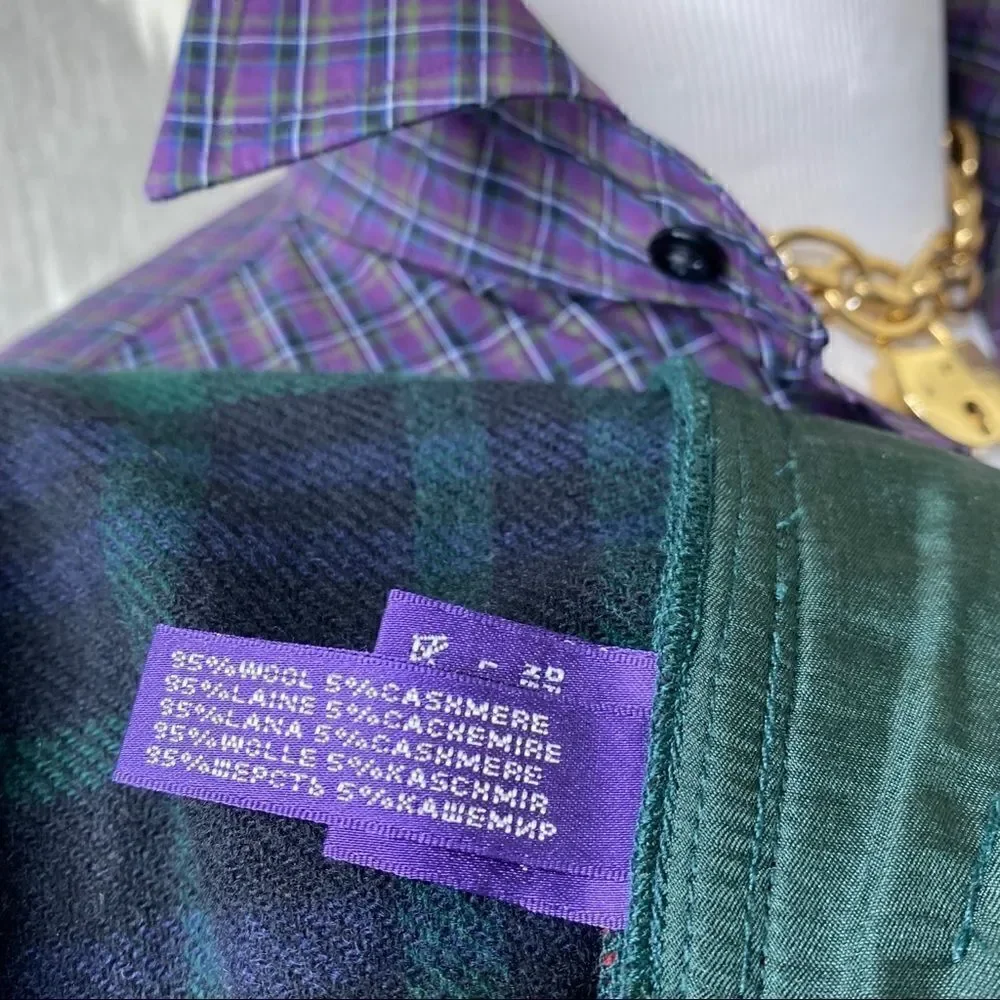Ralph Lauren Fall ‘12 Green Plaid Fringe Trim Wool Trouser - Picture 16 of 16
